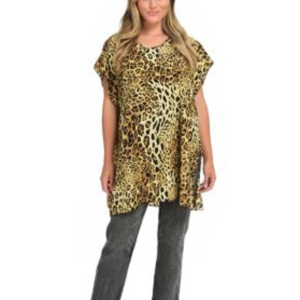 FREE Brown & Blk Animal Print Kendall & James Cover-up Poncho One Size - Picture 4 of 13